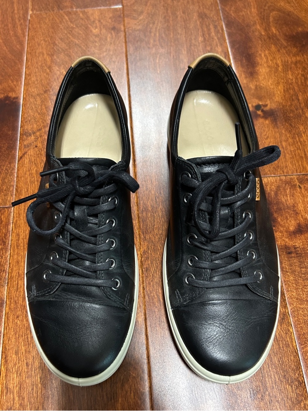 Ecco Soft 7 Black Leather Sneakers - Size 10